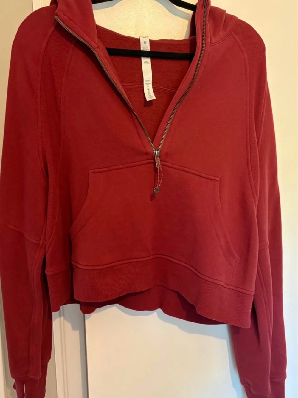 lululemon athletica Red Half-Zip Hooded Pullover